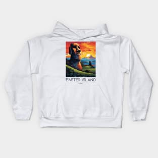 A Pop Art Travel Print of Easter Island - Chile Kids Hoodie